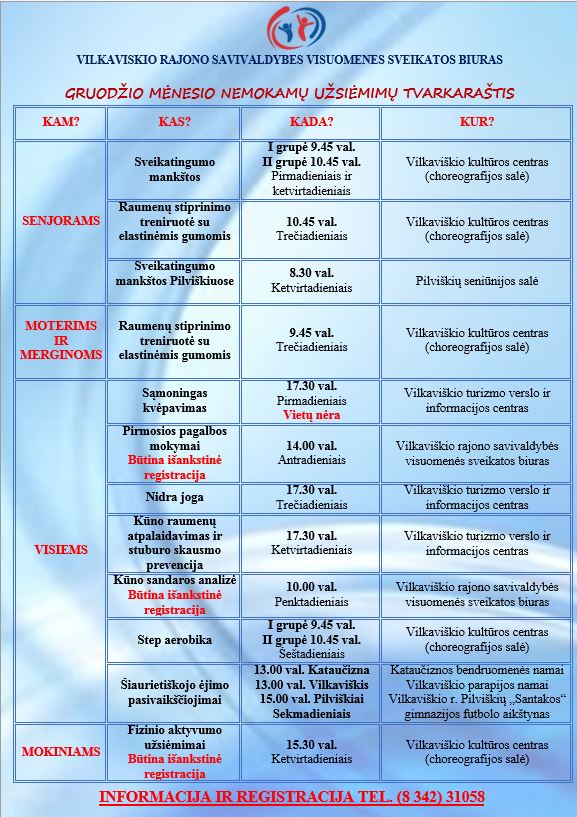 gruodžio veiklos