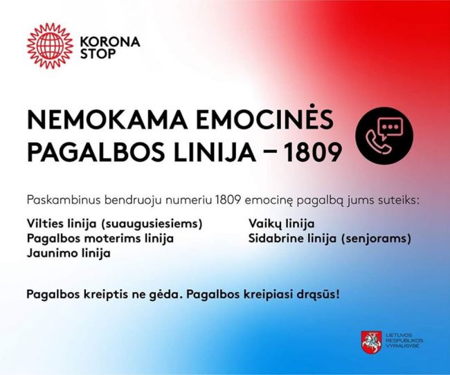 Nemokama emocinės pagalbos linija – 1809